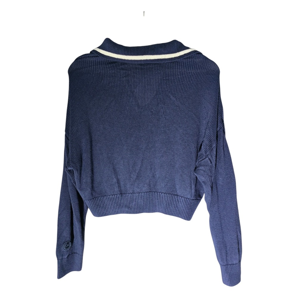 Victoria's Secret PINK Preppy Navy Blue Cropped Polo Knit Sweater Women's M - Picture 3 of 8